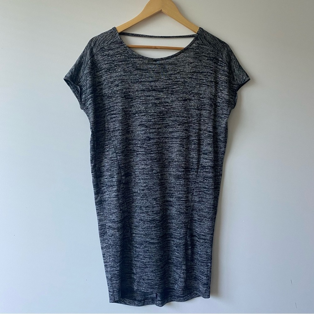 Monk and Lou Scoop Neck Back Straps Knit Dress Heather Grey